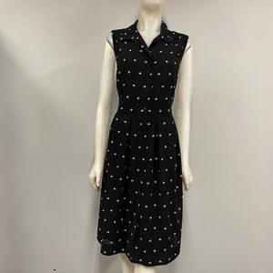 Talbots Black and White Polka Dot Midi Dress